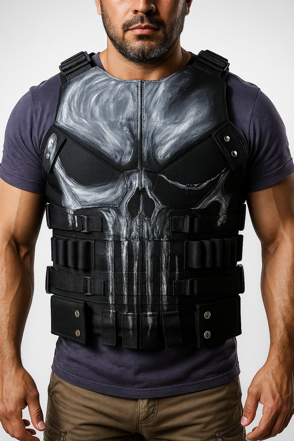 Punisher 3 Black Leather Vest
