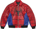 Spiderman Web-Print Red & Blue Leather Jacket