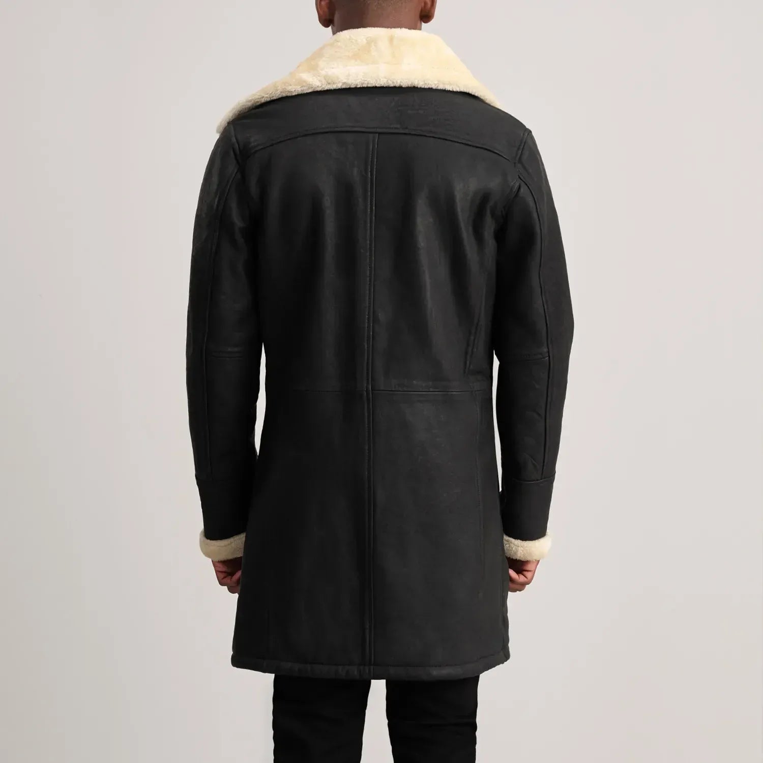 Kingston Black Leather Shearling Double-Breasted Coat