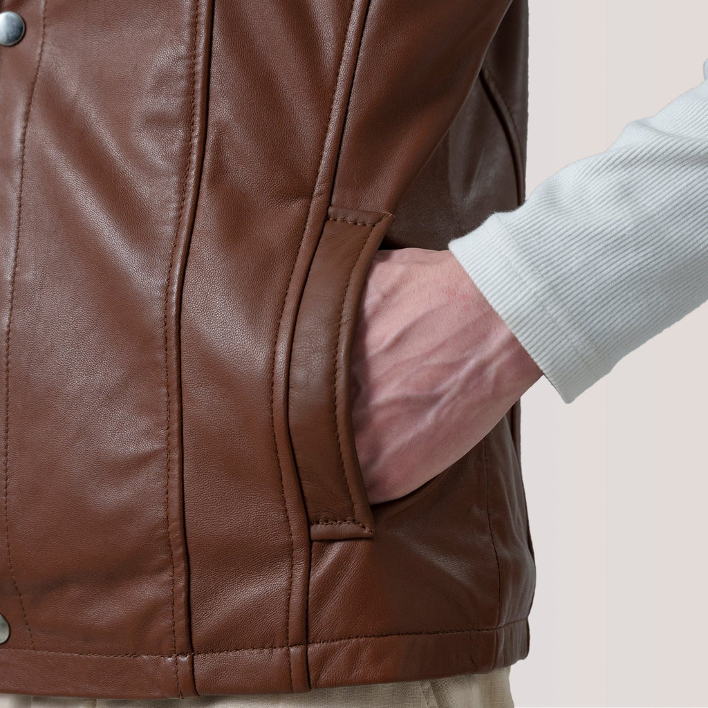 Waxed Brown Leather Vest