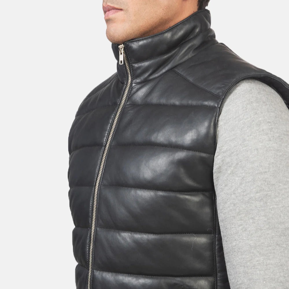 Men's Genuine Sheepskin Quilted Leather Vest
