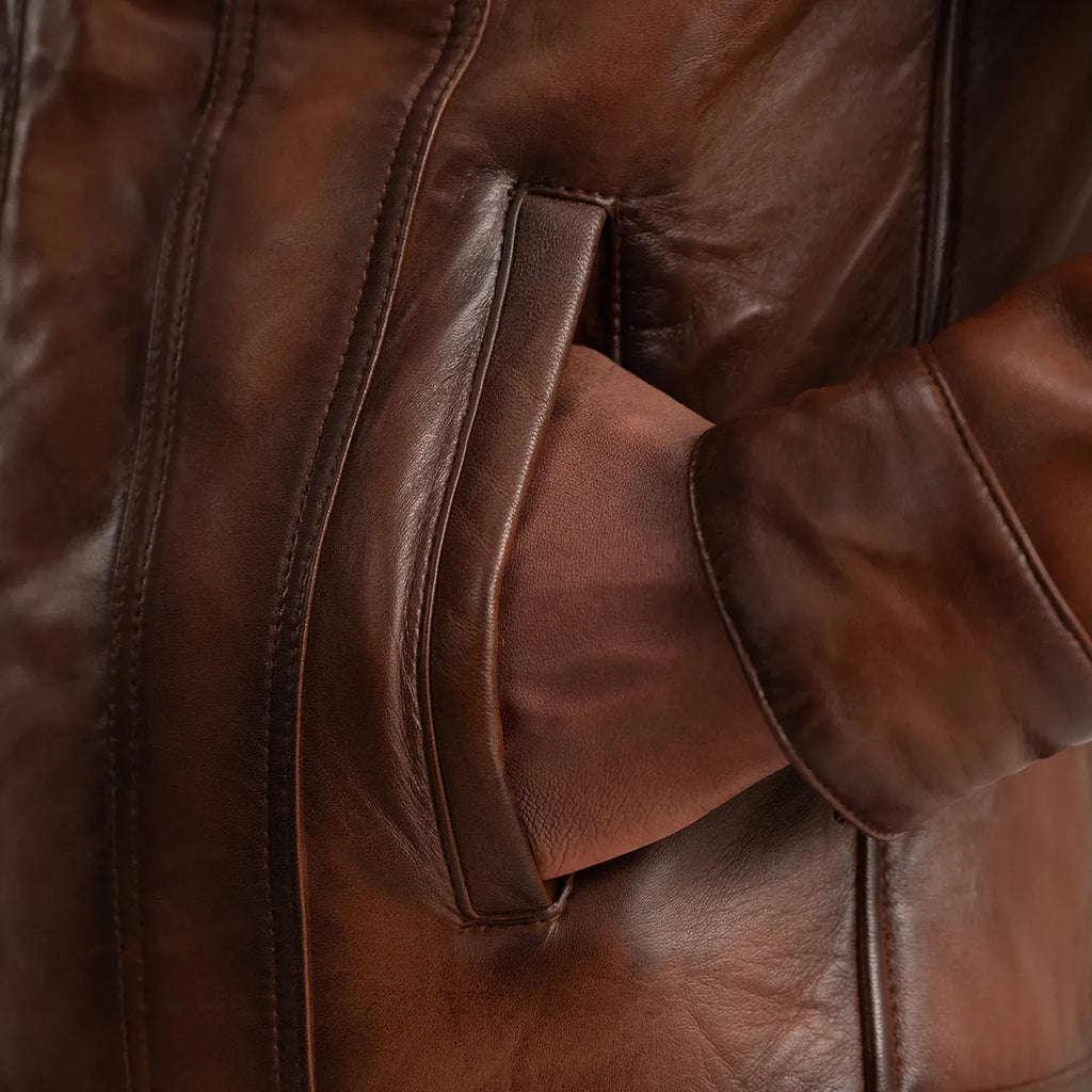 Maverick Brown Shearling Trucker Jacket – Men's Genuine Leather Winter Jacket