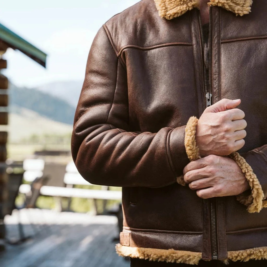 Remington Shearling Leather Bomber Jacket