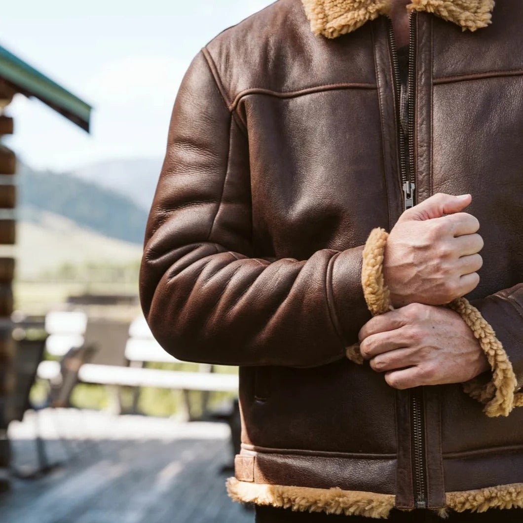Remington Shearling Leather Bomber Jacket