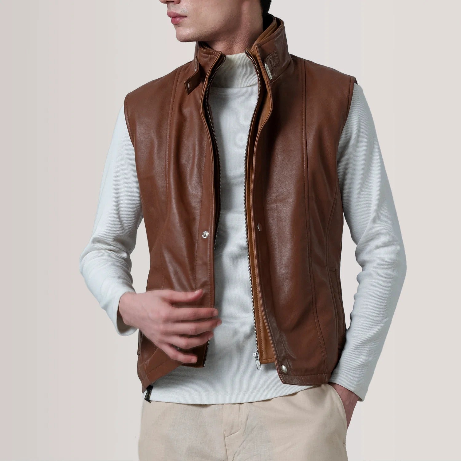 Waxed Brown Leather Vest