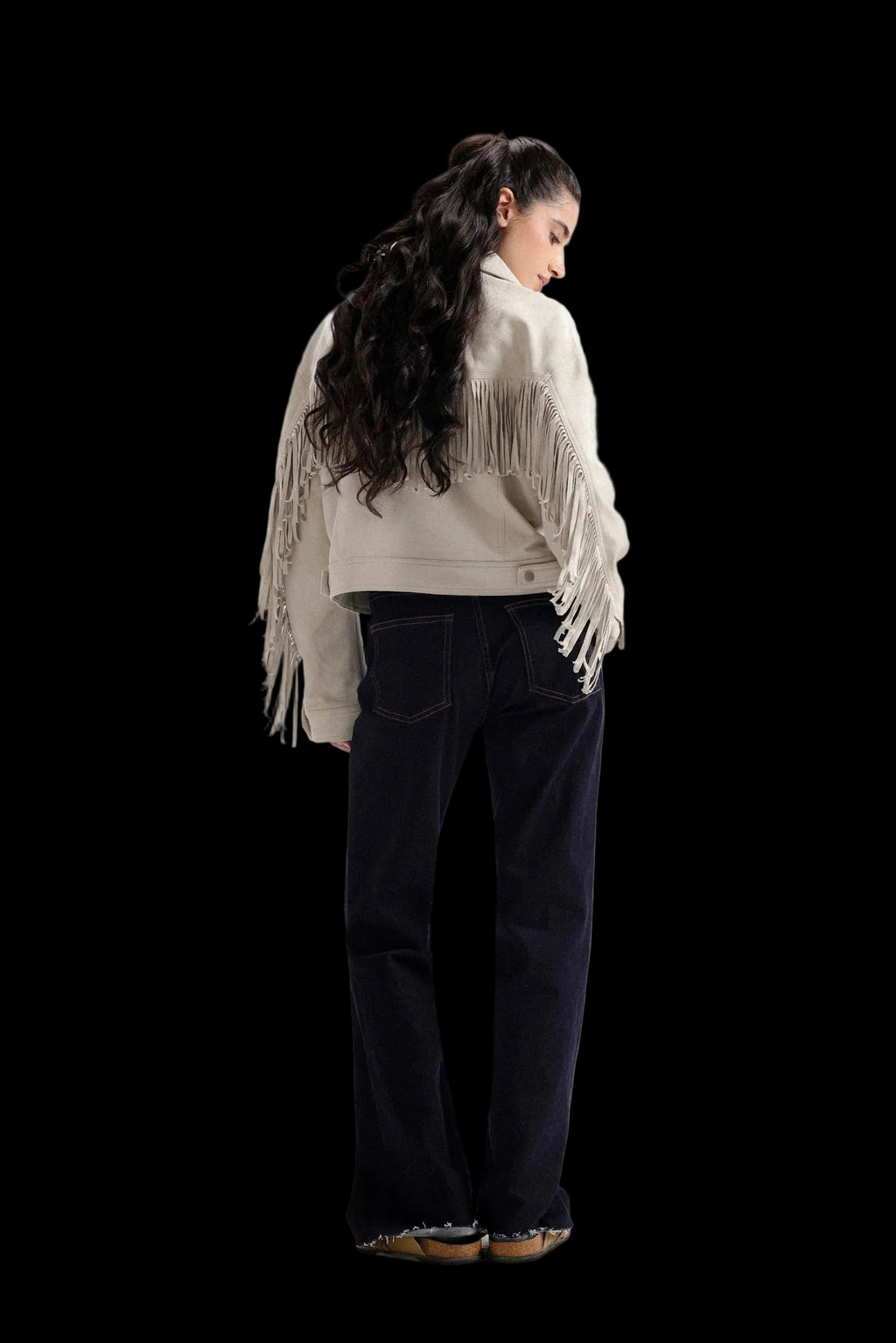 Avery White Suede Fringe Jacket