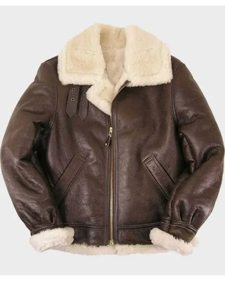 Maverick Shearling Sheepskin Brown Leather Jacket
