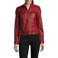 Apple Red Leather Biker Jacket Women's
