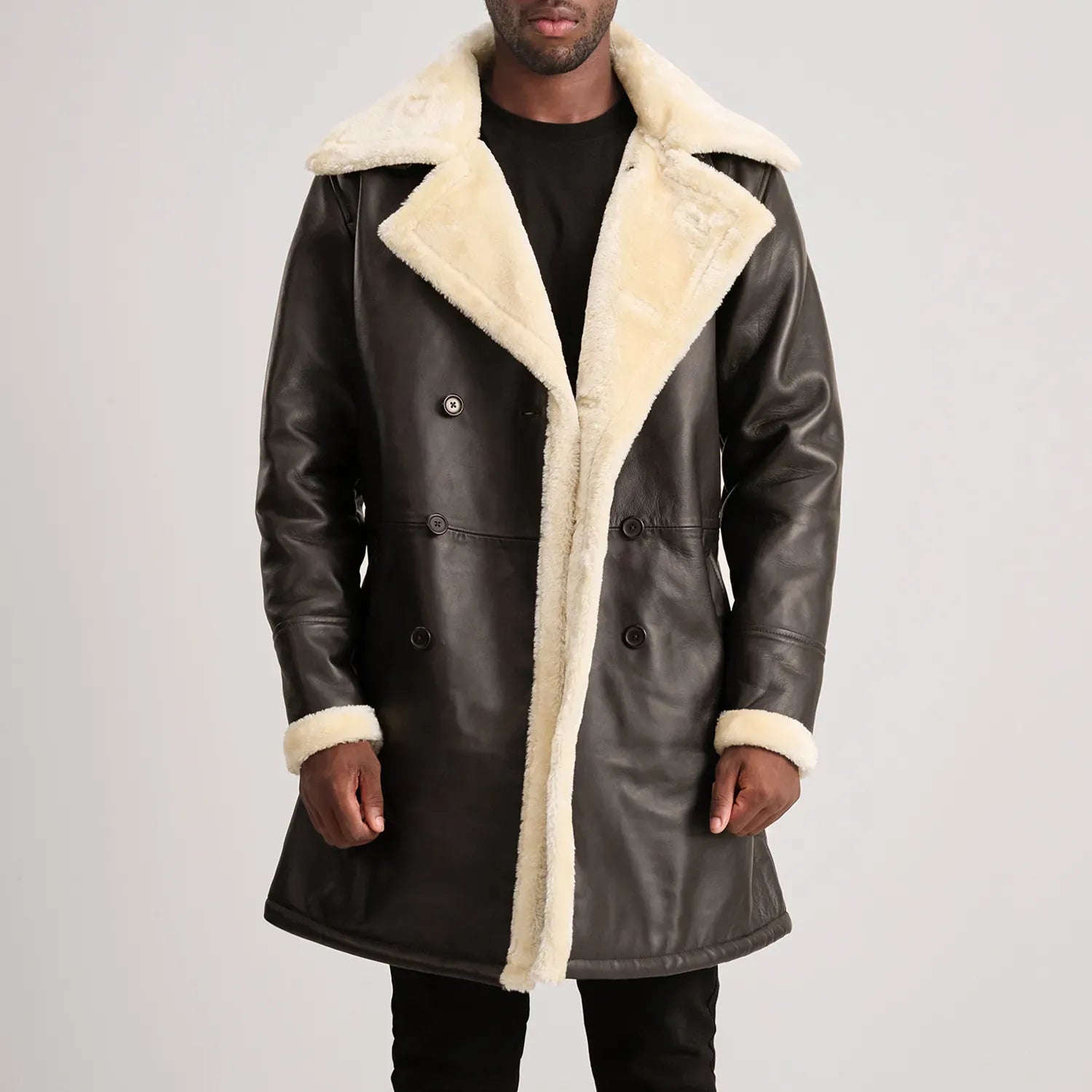 Men's Classic Double-Breasted Shearling Coat