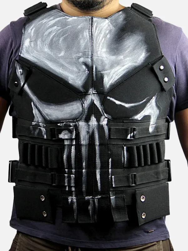 Punisher 3 Black Leather Vest