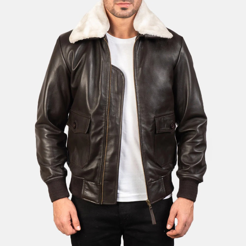 Prescott G-1 Brown Leather Bomber Jacket
