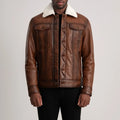 Maverick Brown Shearling Trucker Jacket – Men's Genuine Leather Winter Jacket