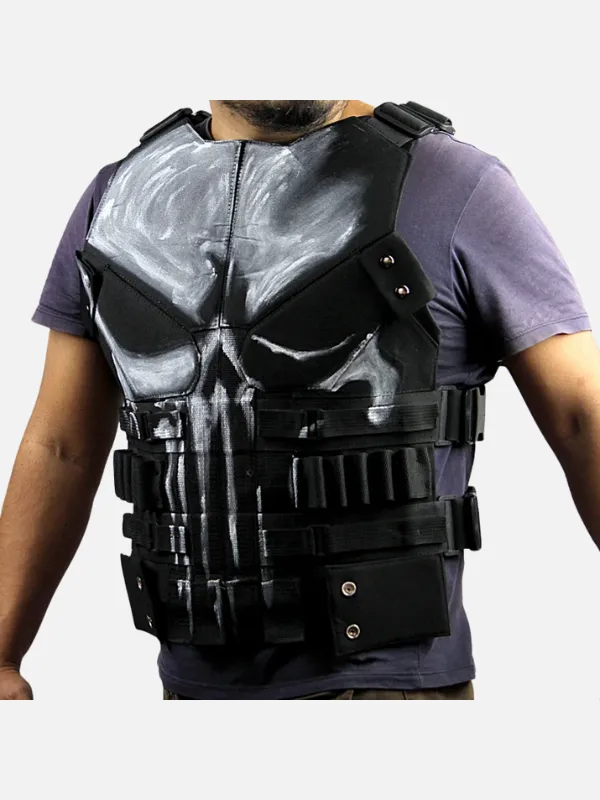 Punisher 3 Black Leather Vest