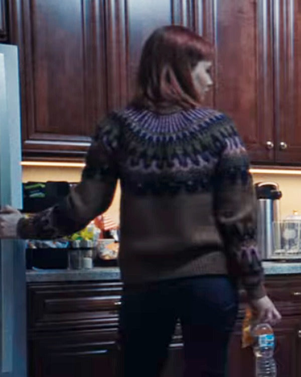 Jennifer Lawrence Don't Look Up Brown Fair Isle Knit Sweater