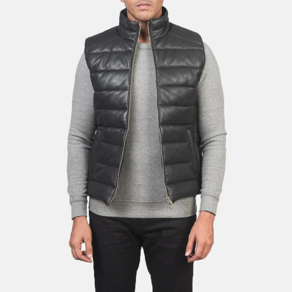 Men's Genuine Sheepskin Quilted Leather Vest