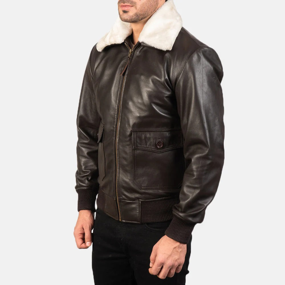 Prescott G-1 Brown Leather Bomber Jacket