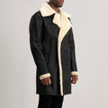 Kingston Black Leather Shearling Double-Breasted Coat