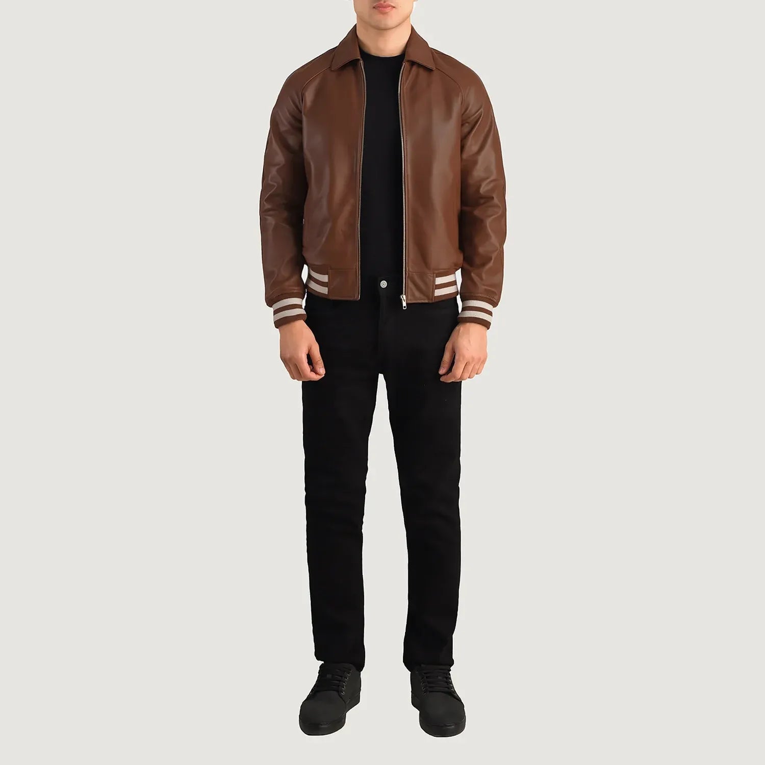 Hudson Brown Leather Varsity Jacket