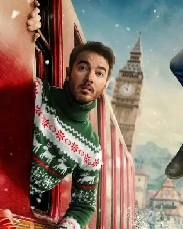 Kevin Jonas A Very Jonas Christmas Green Fair Isle Reindeer Turtleneck Sweater