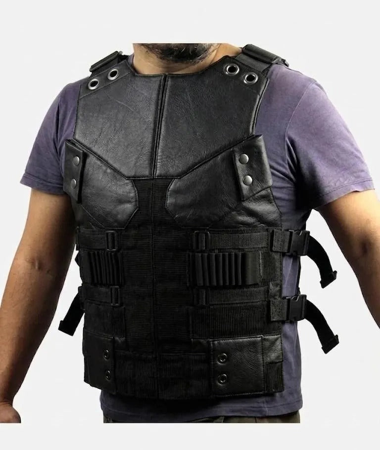 Punisher 3 Black Leather Vest