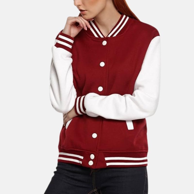 Women's Red Letterman Varsity Jacket