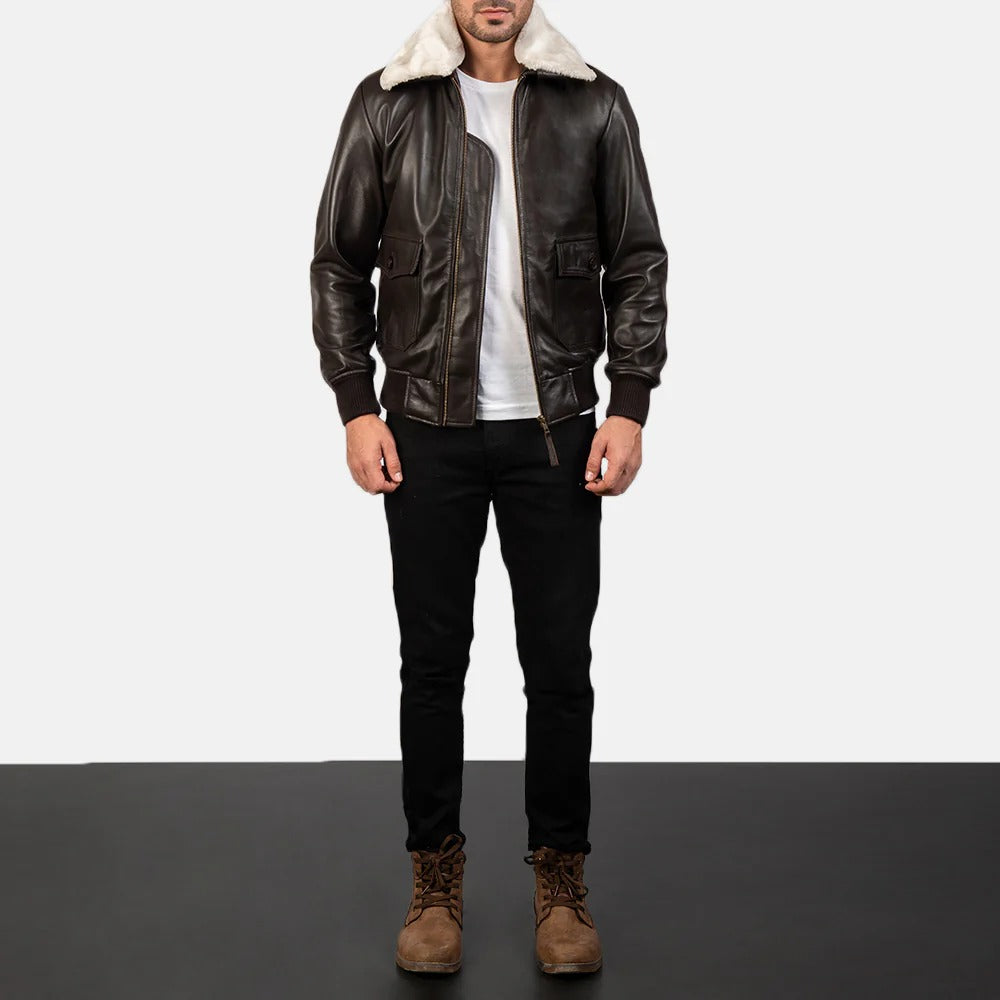 Prescott G-1 Brown Leather Bomber Jacket