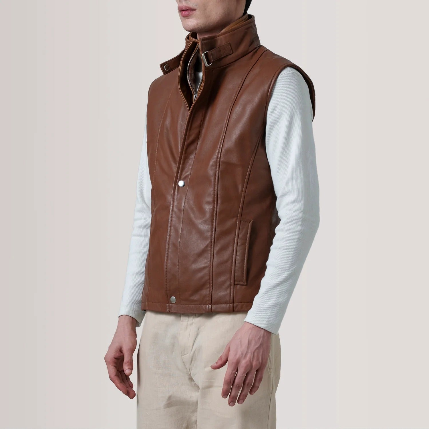 Waxed Brown Leather Vest