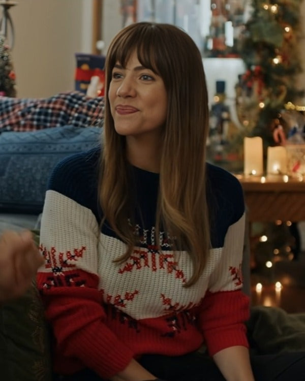 Julie Gonzalo A Novel Noel Christmas Red, White & Blue Fair Isle Knit Sweater