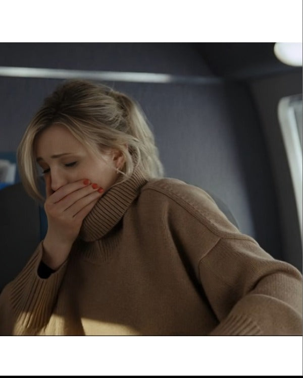 Cameron Diaz Back in Action Brown Oversized Turtleneck Knit Sweater