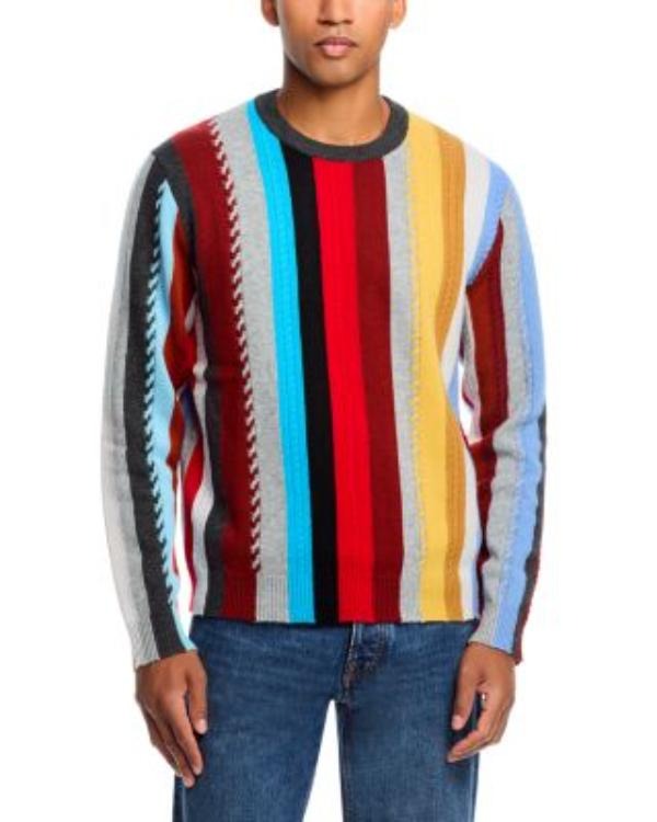 Roy Wood Jr Celebrity Jeopardy Season 4 Rainbow Vertical Striped Knit Sweater