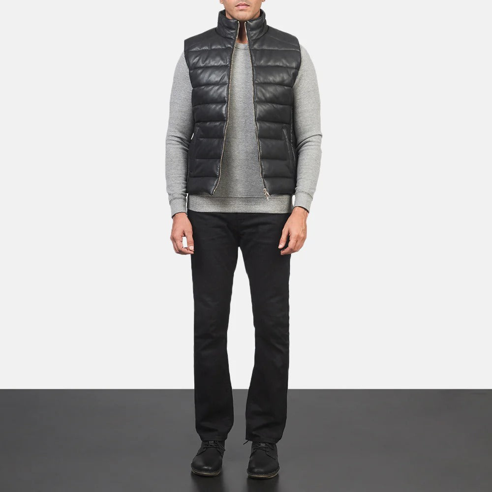 Men's Genuine Sheepskin Quilted Leather Vest