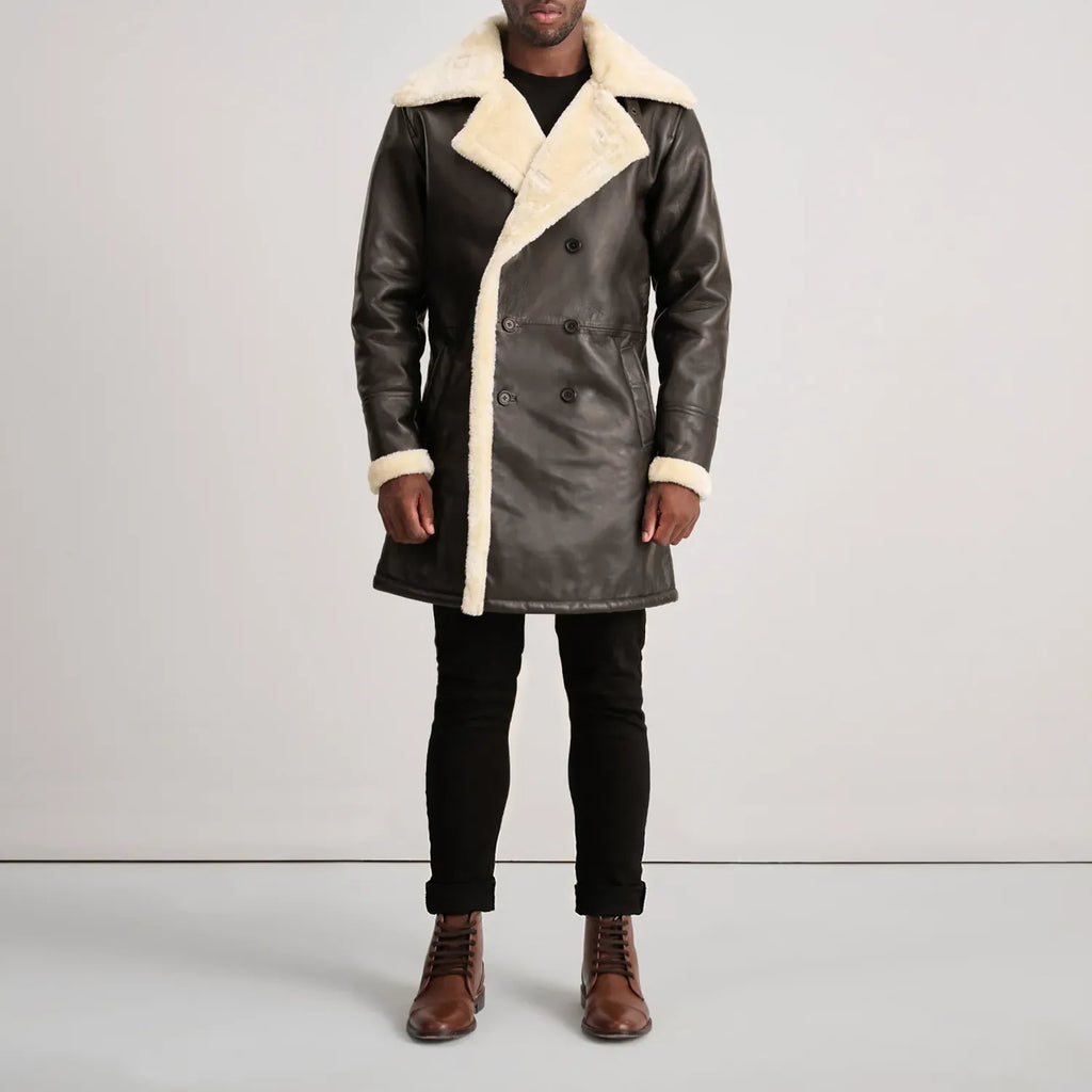 Men's Classic Double-Breasted Shearling Coat