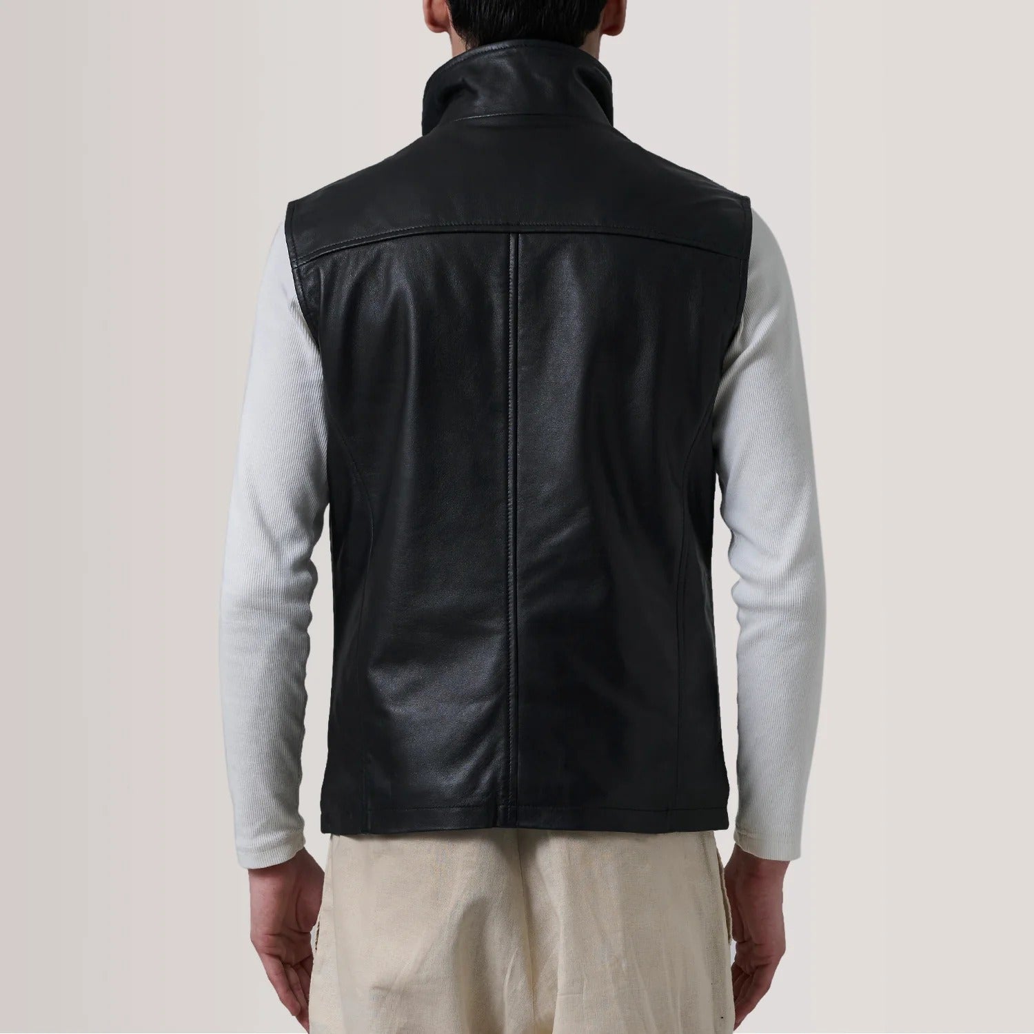 Zane Black Leather Vest