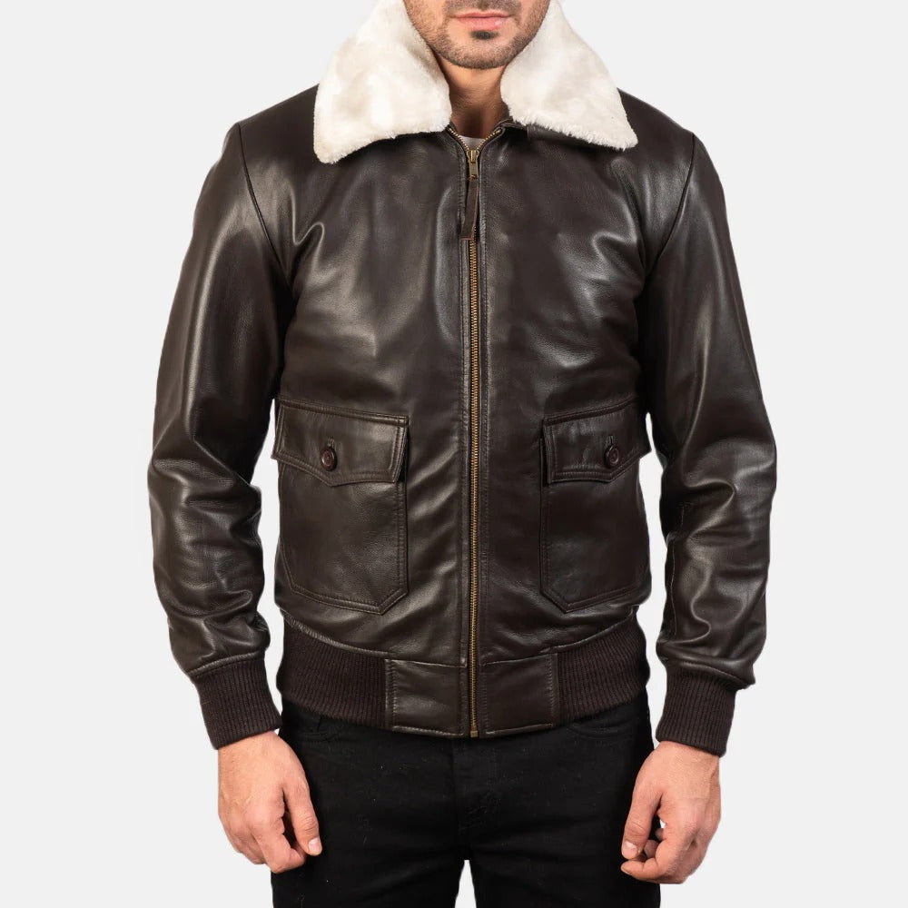 Prescott G-1 Brown Leather Bomber Jacket