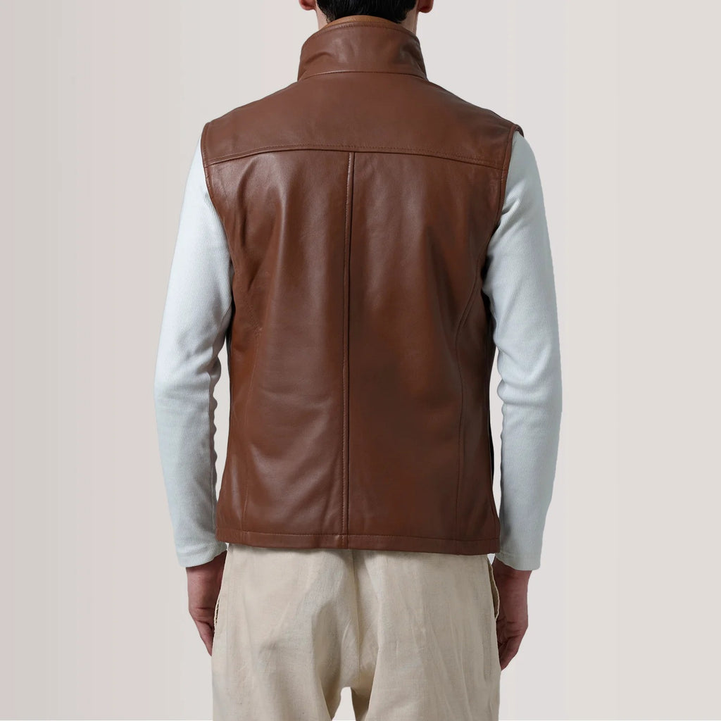 Waxed Brown Leather Vest