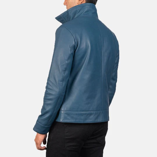 Kingston Blue Leather Bomber Jacket