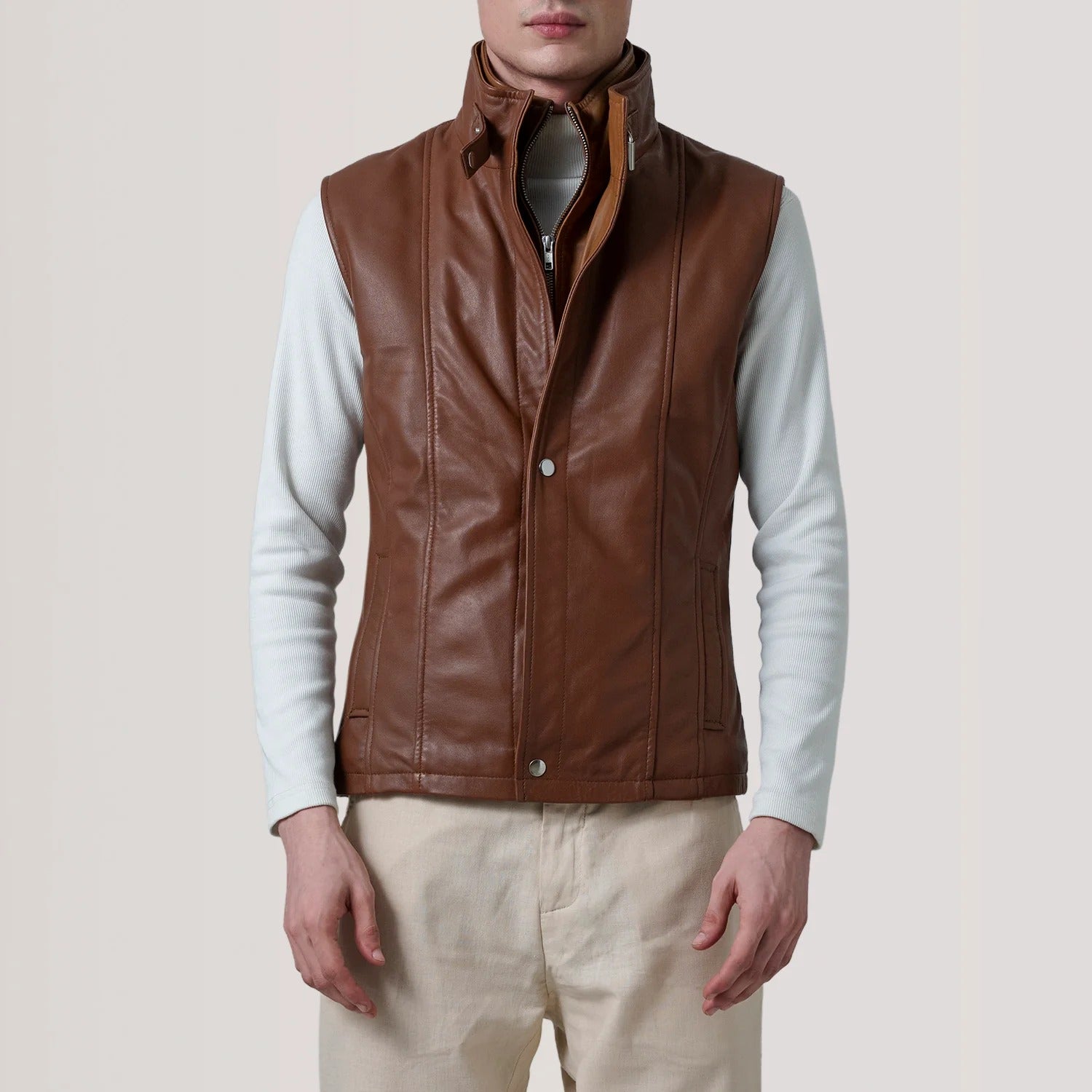 Waxed Brown Leather Vest