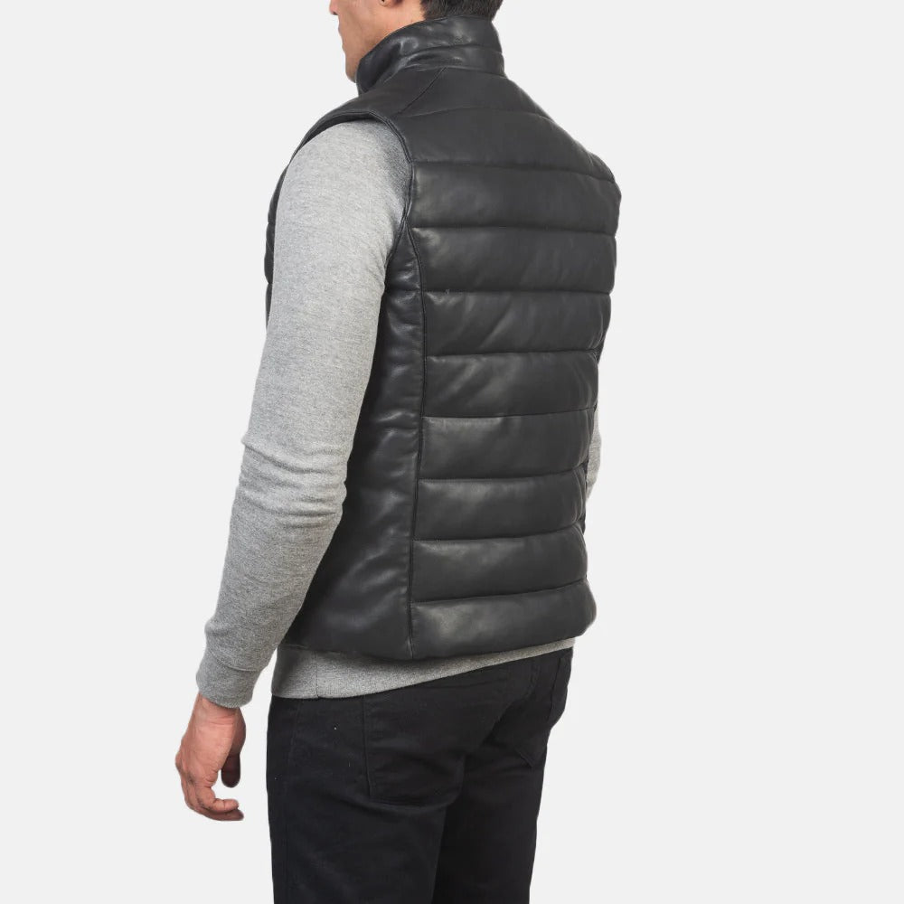 Men's Genuine Sheepskin Quilted Leather Vest
